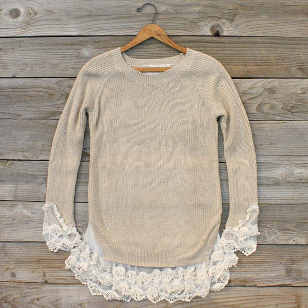 Skyline Lace Sweater in Sand: Featured Product Image