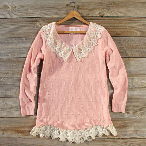 Snowbell Lace Sweater in Pink