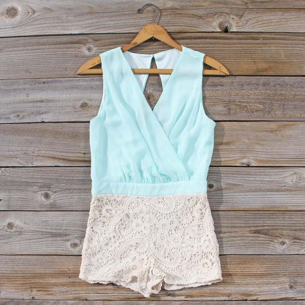 Sea Crystal Romper in Mint: Featured Product Image