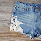 Denim & Lace Shorts: Alternate View #2