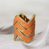 Stacked Chevrons Ring in Peach: Alternate View #2