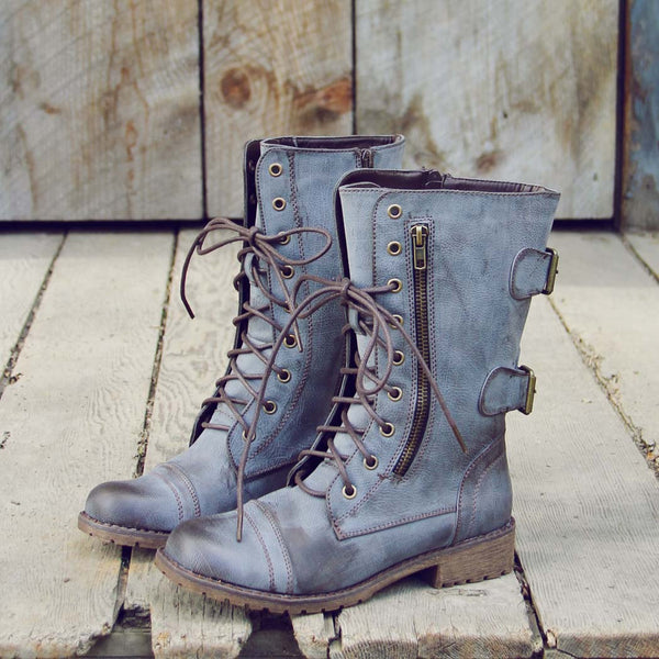 Sweet & Rugged Combat Boots in Brown: Featured Product Image