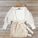 Sequined Autumn Dress in Cream: Alternate View #1