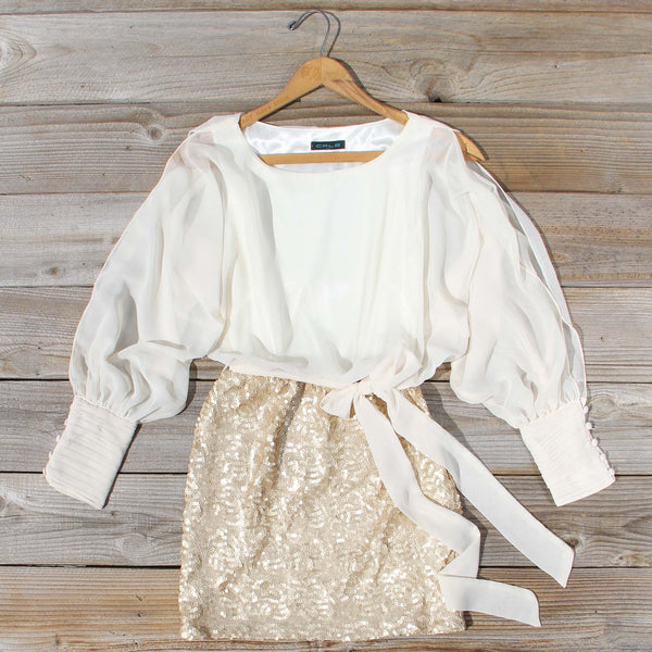 Sequined Autumn Dress in Cream: Featured Product Image