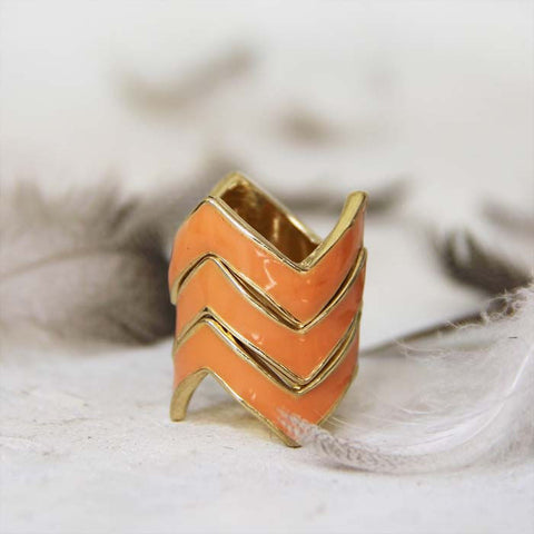 Stacked Chevrons Ring in Peach