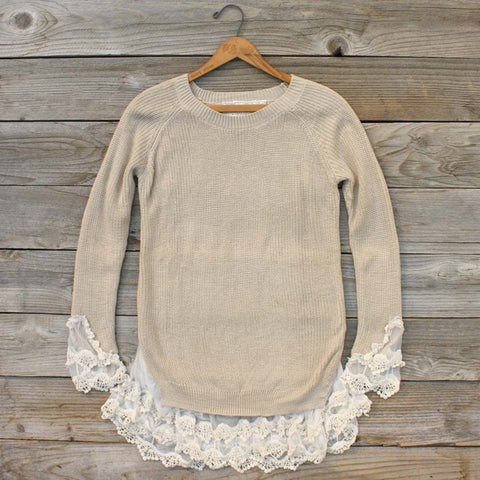 Skyline Lace Sweater in Sand